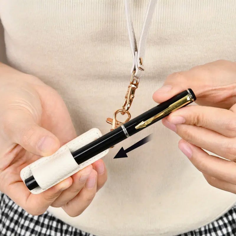 Pen Holder Keychain Pencil Case Portable Leather Pen Holder Pen Holder Key Daily Office Pencil Case Nurse Neck Pen Case - Image 4